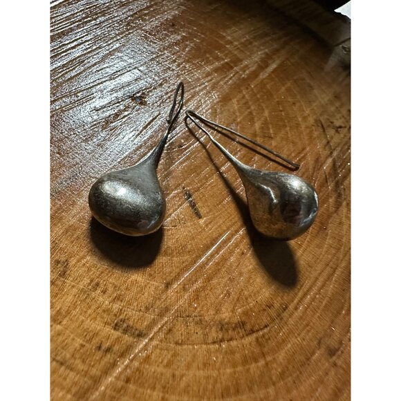 Vtg Sterling Silver Teardrop Long Dangle Drop Earrings Modernist Mid Mod Read - Picture 16 of 16